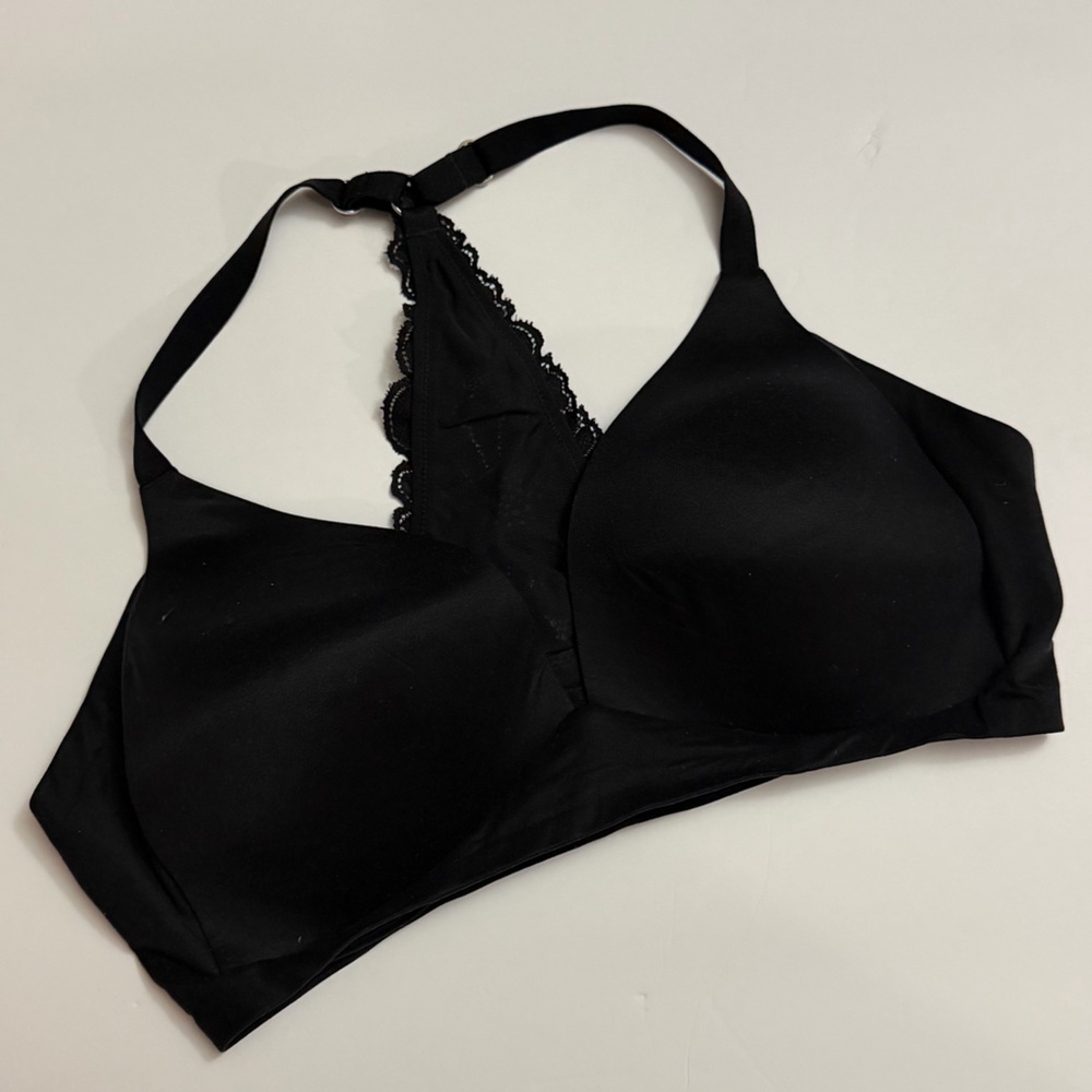 Aerie Real Sunnie Wireless Lace Racerback Bra - 34D Black